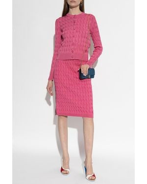 Fendi Cardigan With Decorative Knit - Pink