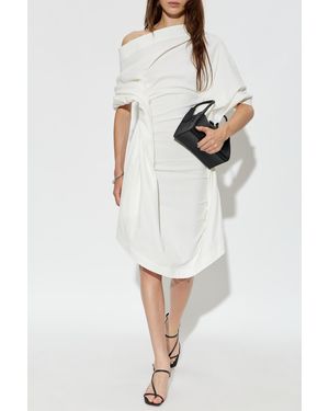 Issey Miyake Asymmetrical Dress With Draping - White