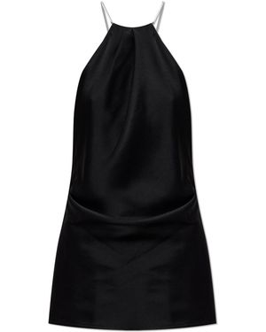 Victoria Beckham Satin Top With Draping - Black