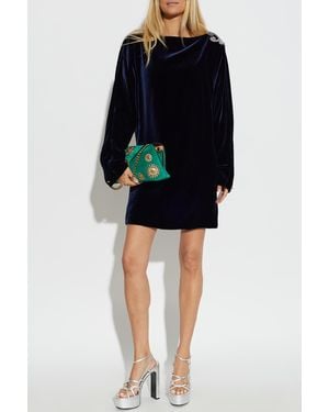 Versace Velvet Dress With Long Sleeves - Black