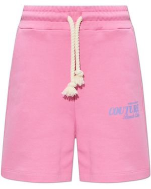 Versace Jeans Couture Sweatshorts With Printed Logo - Pink