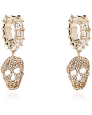 McQueen Earrings With Shimmering Crystals - Metallic