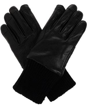 Rick Owens Leather Gloves With Ribbed Cuffs - Black