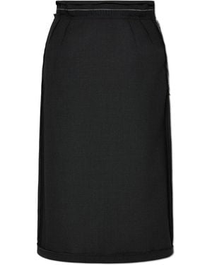 Maison Margiela Wool Skirt With Raw Finish - Black