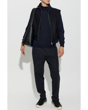 Kiton Cashmere Sweater With A Stand-Up Collar - Blue