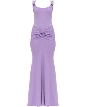 Versace Jeans Couture Long Dress With Decorative Buckles On The Straps - Purple