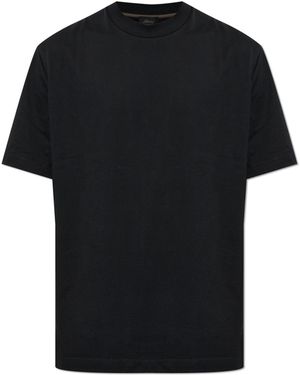 Brioni Cotton T-Shirt With Logo - Black