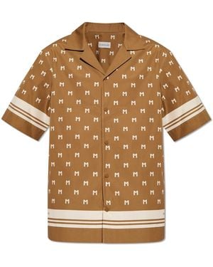 Moncler Cotton Shirt With Monogram - Brown