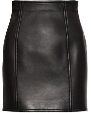 Balmain Short Leather Skirt - Black