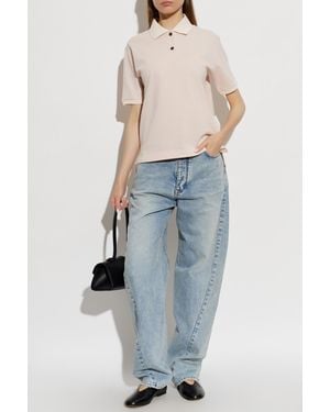 Jil Sander Polo With Embroidered Logo - Blue