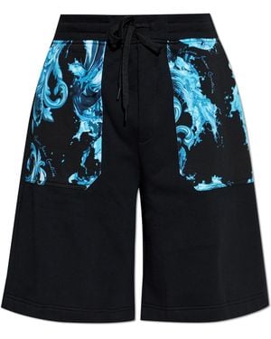 Versace Jeans Couture Sweatshorts With 'Barocco' Pattern - Blue