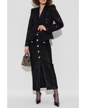 Balmain Skirt With Decorative Buttons - Black