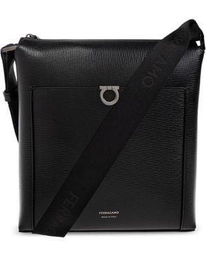 Ferragamo Leather Shoulder Bag 'Trading' - Black