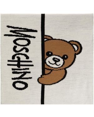 Moschino Scarf With A Characteristic Teddy Bear Motif - White