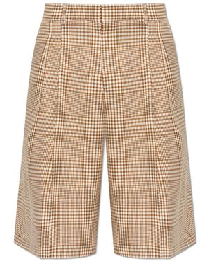 Ami Paris Plaid Pattern Shorts - Natural