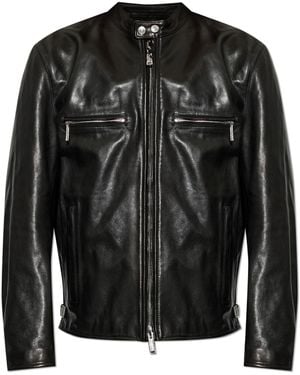 DSquared² Leather Jacket With Studs - Black