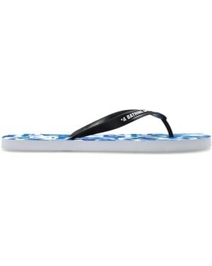 A Bathing Ape Camouflage Motif Slides - Blue
