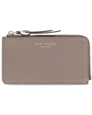 Tory Burch Leather Card Holder - Grey