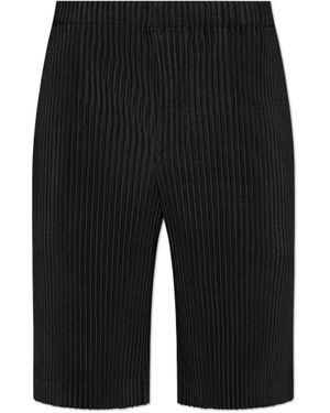 Homme Plissé Issey Miyake Pleated Knee-Length Shorts Elastic - Black