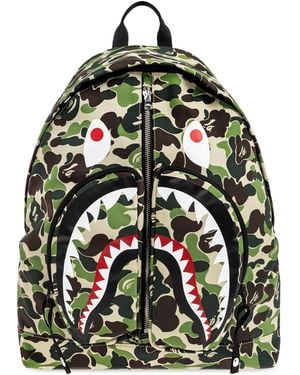 A Bathing Ape Backpack With Camo Motif - Green