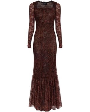 Etro Long-Sleeved Lace Dress - Brown