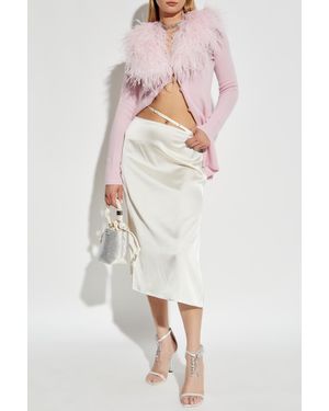 Blumarine Cardigan With Ostrich Feathers - White