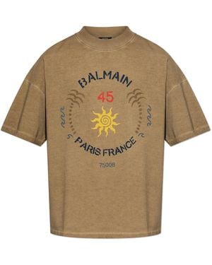 Balmain T-Shirt With Print - Brown