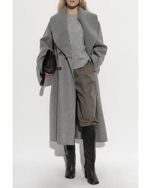 Lanvin Wool Coat With Detachable Collar - Gray