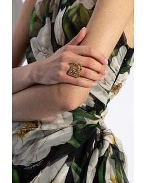 Dolce & Gabbana Ring With Shimmering Crystals - Black