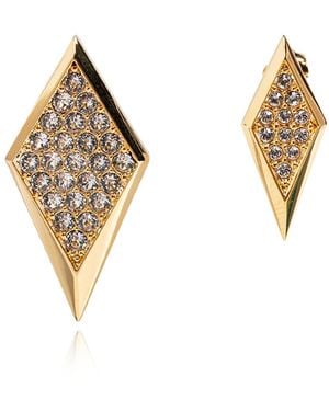 Versace Brass Earrings With Shimmering Crystals - Metallic