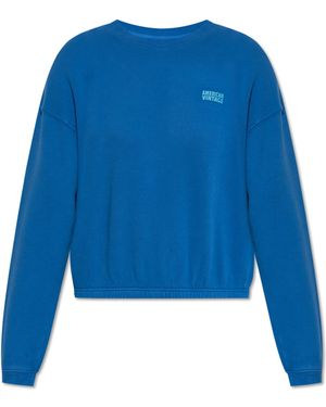 American Vintage Sweatshirt With Printed Logo, - Blue