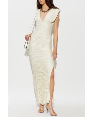 Versace Draped Dress With A Back Slit - White
