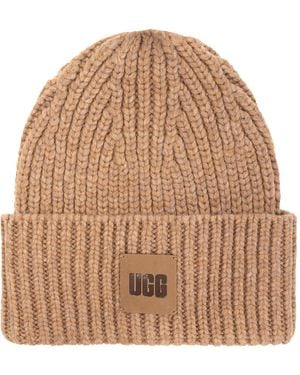 UGG Braided Beanie With Logo - Natural