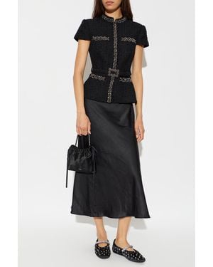 Self-Portrait Dress With Shimmering Appliqués - Black