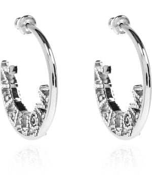 McQueen Earrings With A Logo Encrusted With Sparkling Crystals - Blue
