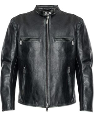 DSquared² Leather Jacket With Pockets - Black