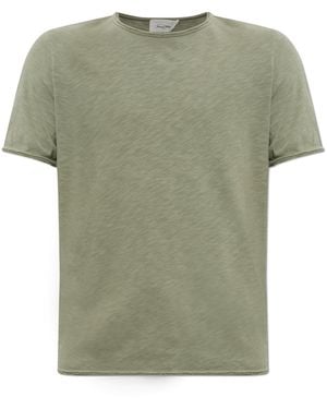 American Vintage T-Shirt With Raw-Edge Finish - Green