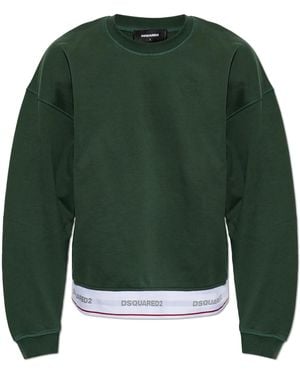 DSquared² Sweatshirt With Sewn-In Elastic With Logo - Green