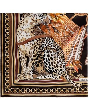 Ferragamo Silk Scarf With Print - Black