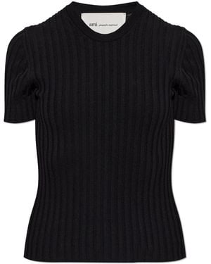 Ami Paris Pleated Top - Black