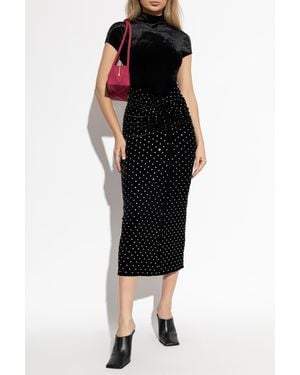 Alaïa Velvet Dress With Shimmering Sequins - Black