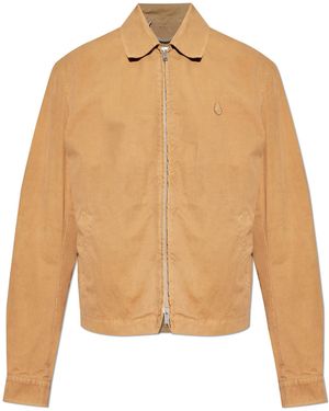 McQueen Cotton Jacket With Logo Patch, - Natural