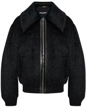 Dolce & Gabbana Jacket With Mohair Trim - Black