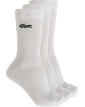 Lacoste Three-Pack Of Socks With Logo - White