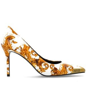 Versace Jeans Couture Heeled Shoes With 'Barocco' Pattern - White
