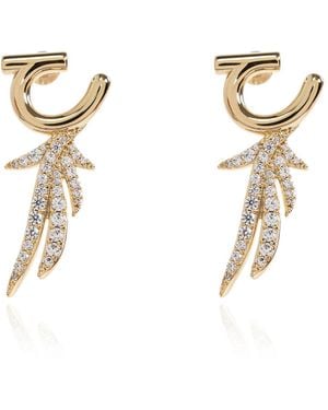 Ferragamo Earrings With Shimmering Crystals - Metallic