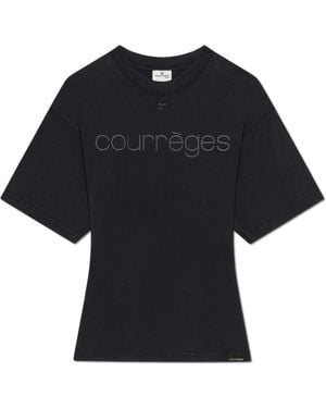 Courreges T-Shirt With Printed Logo - Black