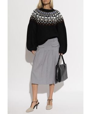 Munthe Patterned Sweater 'Vaffie' - Black