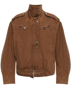 Blumarine Cotton Jacket With Epaulettes - Brown