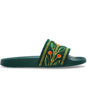 CASABLANCA Slides With Logo - Green